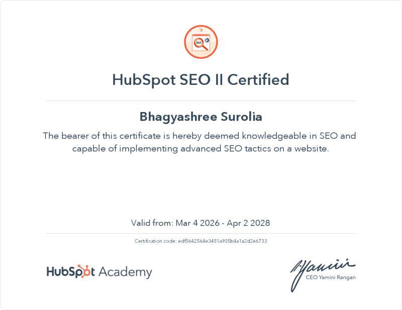 HubSpot - SEO II Certification