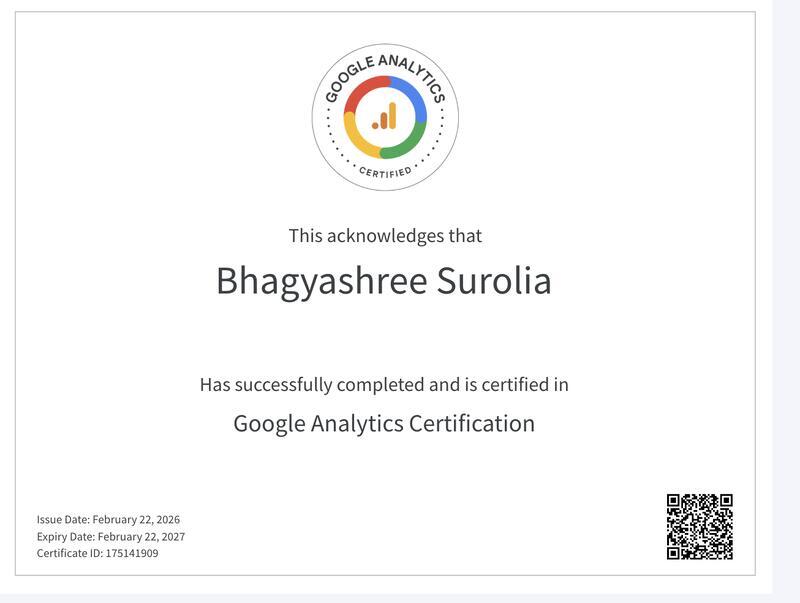 Web Analytics & SEO Performance Specialist Google Analytics Certified